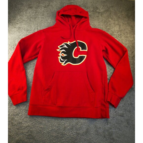 Calgary Flames Red Hooded Sweatshirt Fanatics NHL Logo Pullover M - Picture 1 of 9